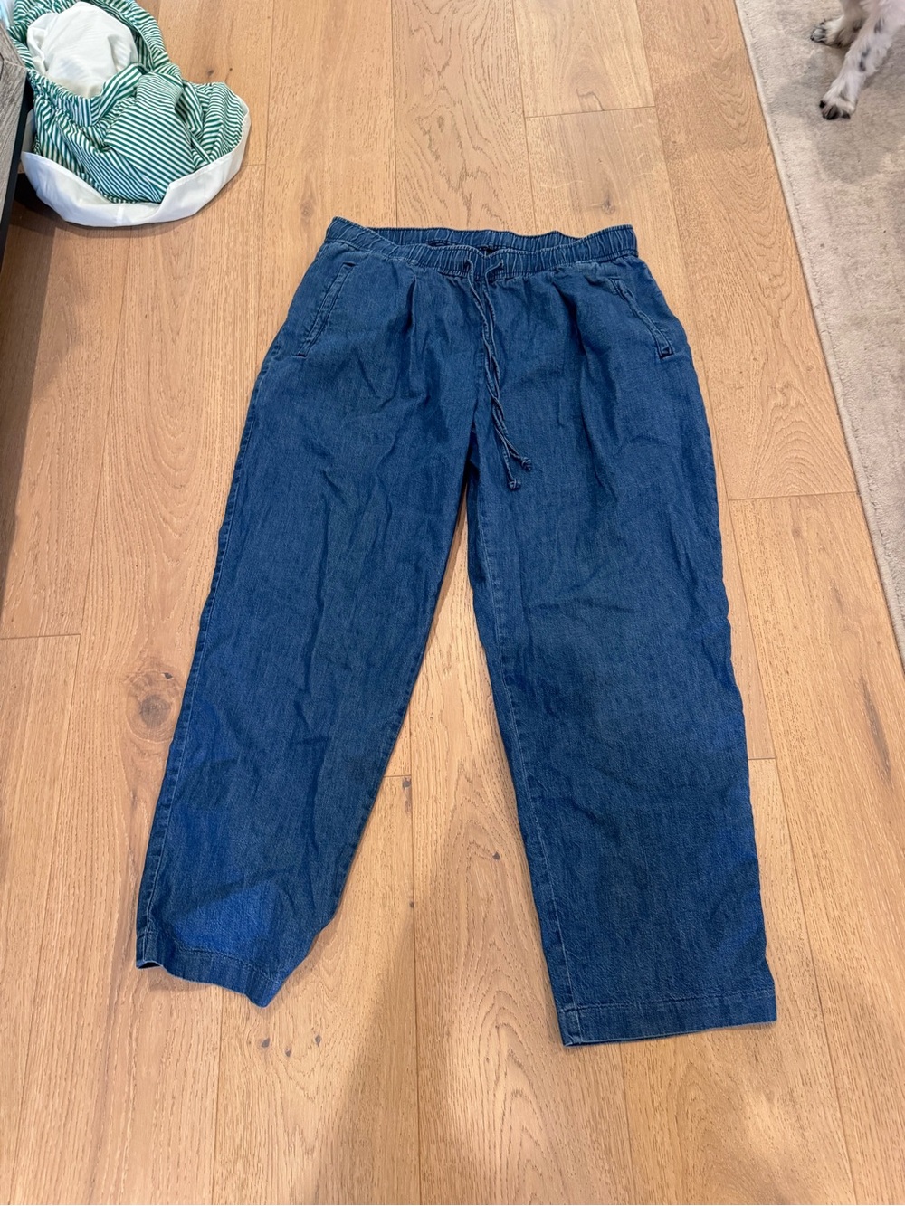 WoMen's Relaxed Drawstring Jeans - Navy Blue